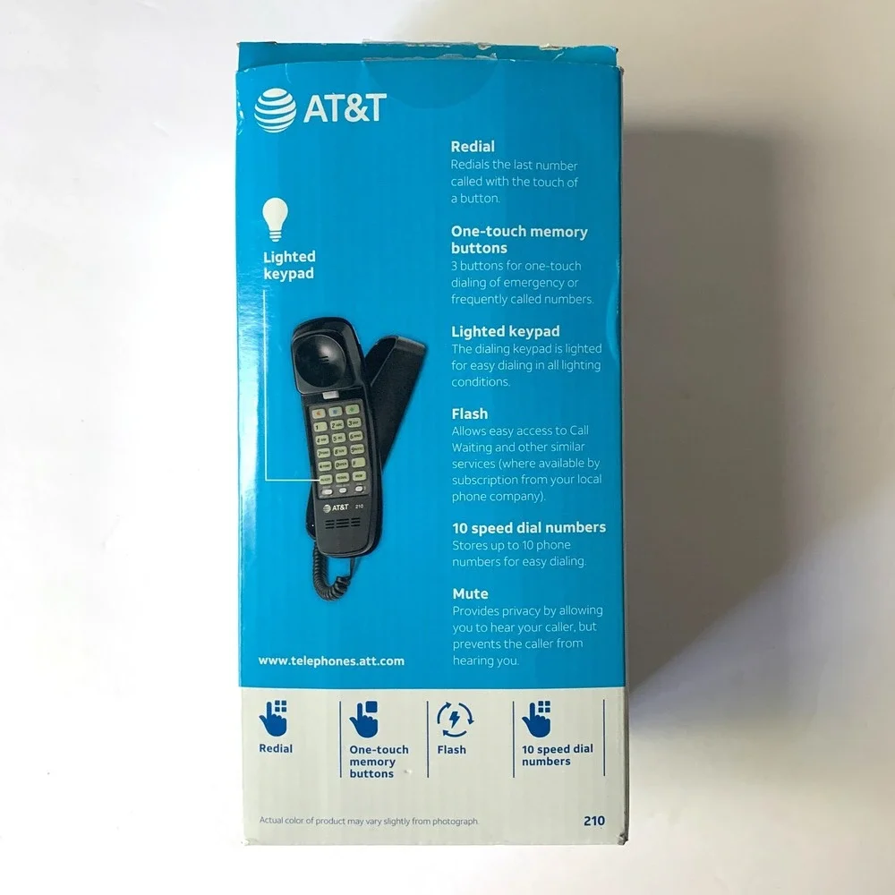 AT&T 210 Black Trimline Telephone w/13 Number Memory Additional Features w/ Box‎ - Picture 6 of 13